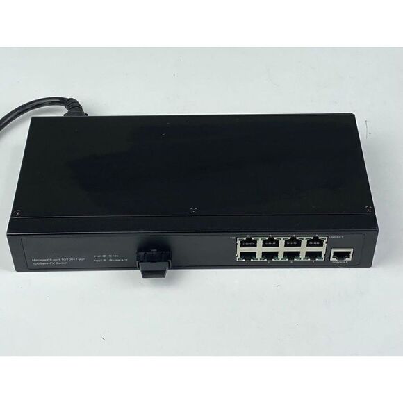 Managed 8 Port 10/100+1-Port 100Base FX Switch & Power Cord Black AO1530 - Picture 4 of 9